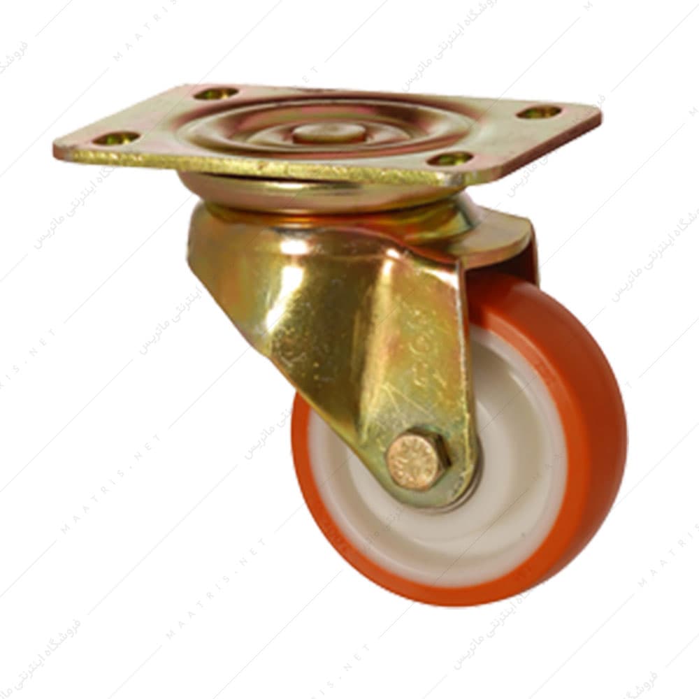 چرخ پلی آمید قطر 150 میلی متر با روکش پلی اورتان با اسکلت گالوانیزه بلبرینگ دار گردان