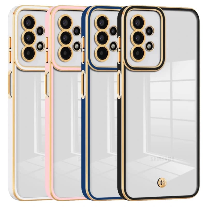 قاب اورجینال الکتروپلیتینگ Samsung Galaxy A32 (5G) مدل دور طلایی پشت شفاف