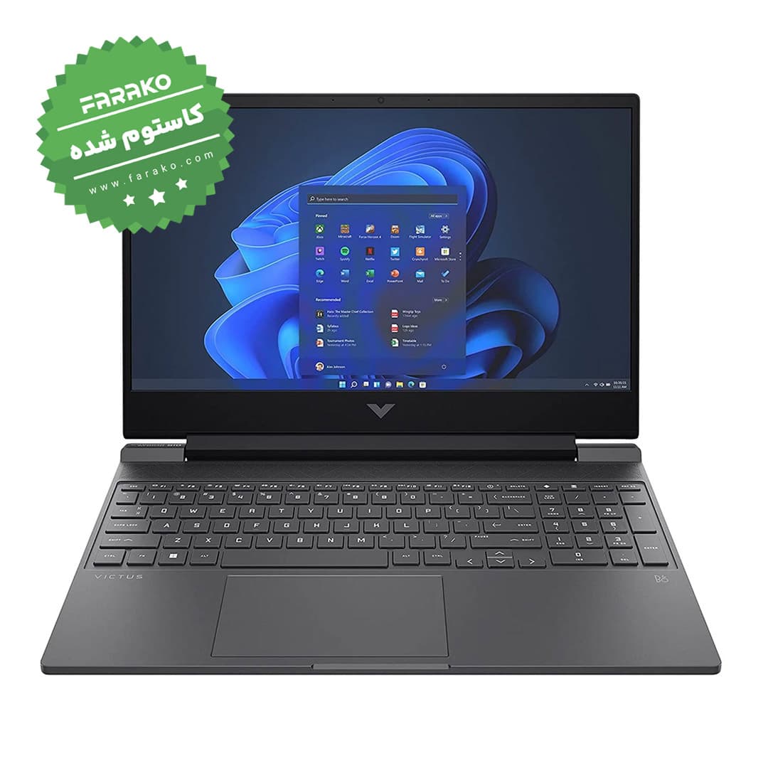 لپ تاپ اچ پی Victus 15 FA1082WM نمایشگر ۱۵٫۶ اینچی، پردازنده Core i5-13420H، گرافیک ۶ گیگابایت RTX 4050، رم ۳۲ گیگابایت، حافظه ۵۱۲ مگابایت SSD – کاستوم شده