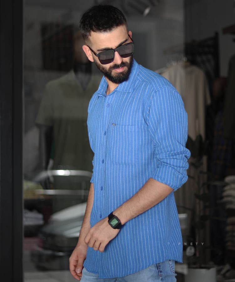 پیراهن آستین بلند لش مردانه کنفی 0827