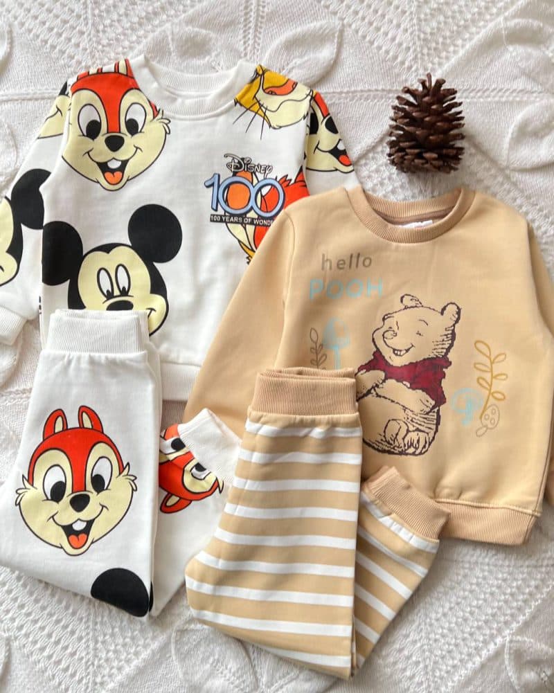 ست بلوز شلوار داخل پنبه ای میکی و پو خرس zara