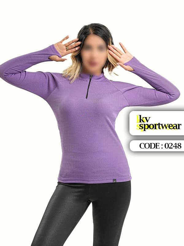 تیشرت نیم زیپ فینگردار ورزشی زنانه کد 003