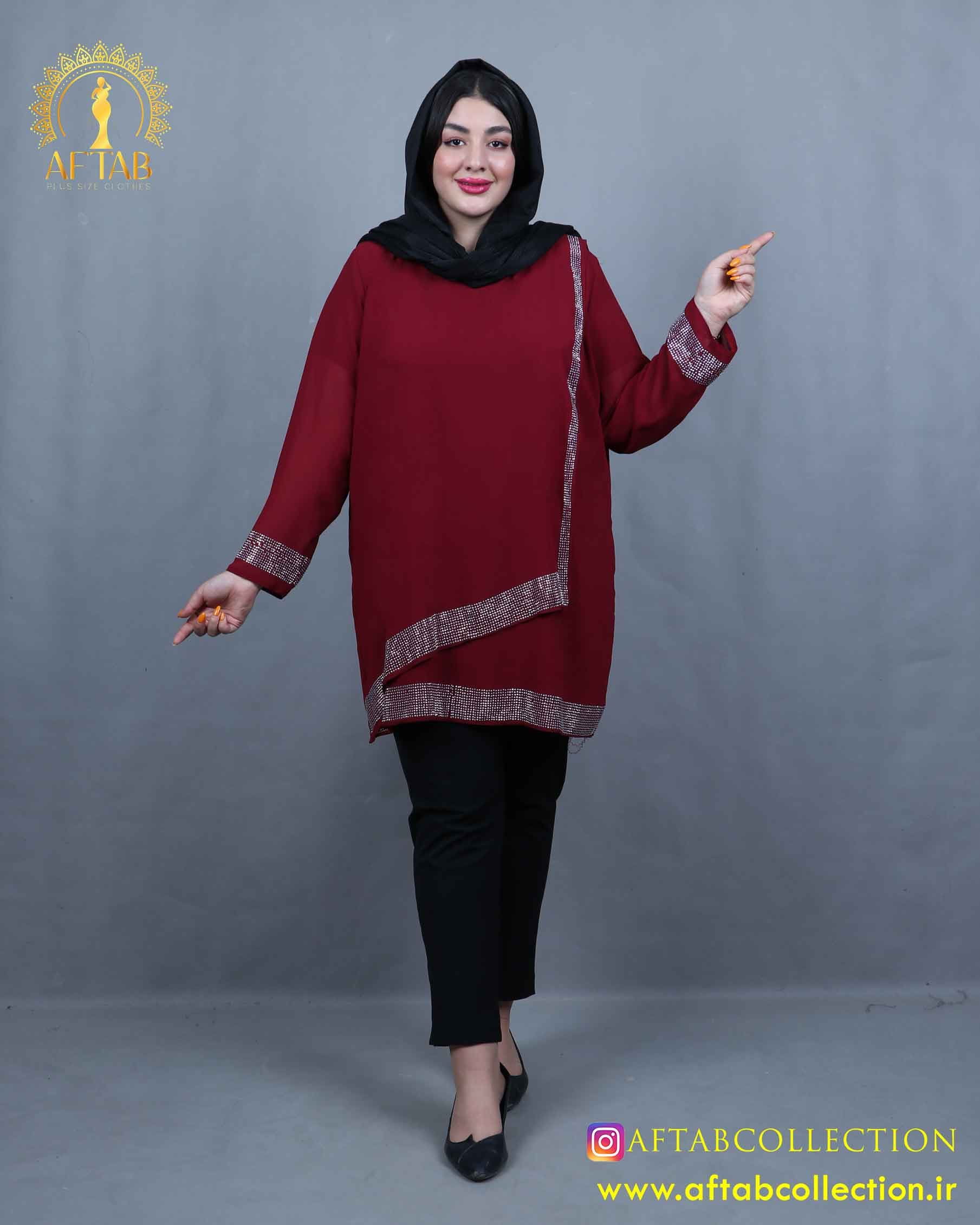 شومیز دو طبقه نگینی سایزبزرگ 5692