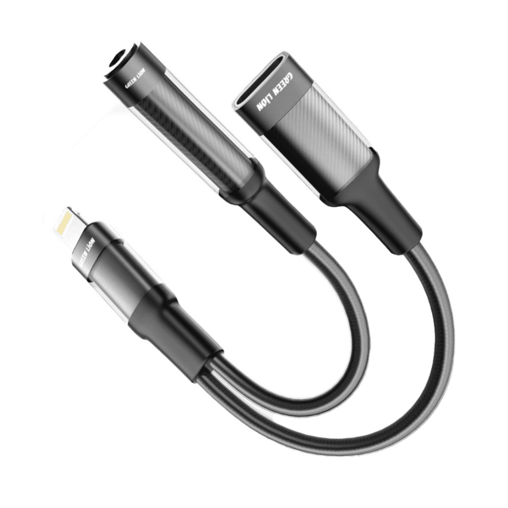 مبدل لایتنینگ به لایتنینگ و جک 3.5 میلی متر گرین لاین مدل Adapter Lightning To Lightning