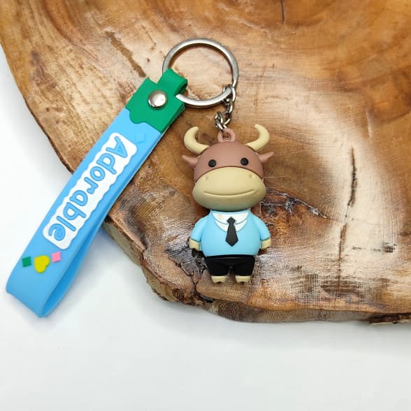 جاکلیدی سیلیکونی وارداتی طرح گاو خوشتیپ همراه با بند آویز