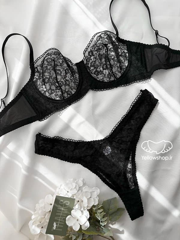 ست شورت و سوتین توری گیپوری فنردار Jina ژینا کد 25099