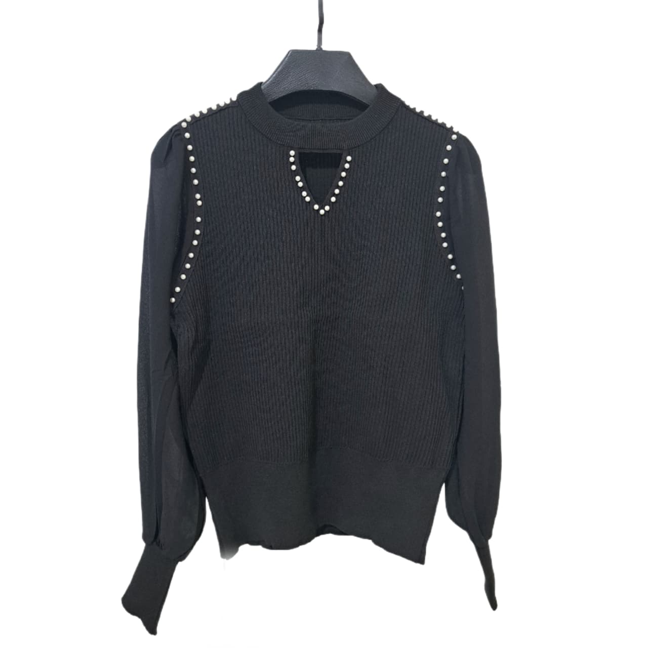 بافت زنانه آستین حریر رنگ مشکی کد ۴۰۱