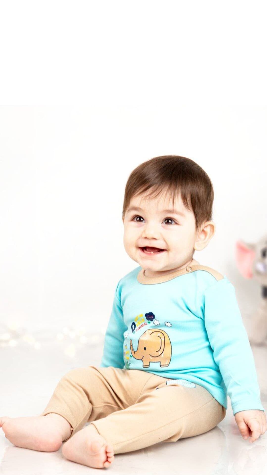 سرویس تکه باز پنبه پسرانه طرح فیل