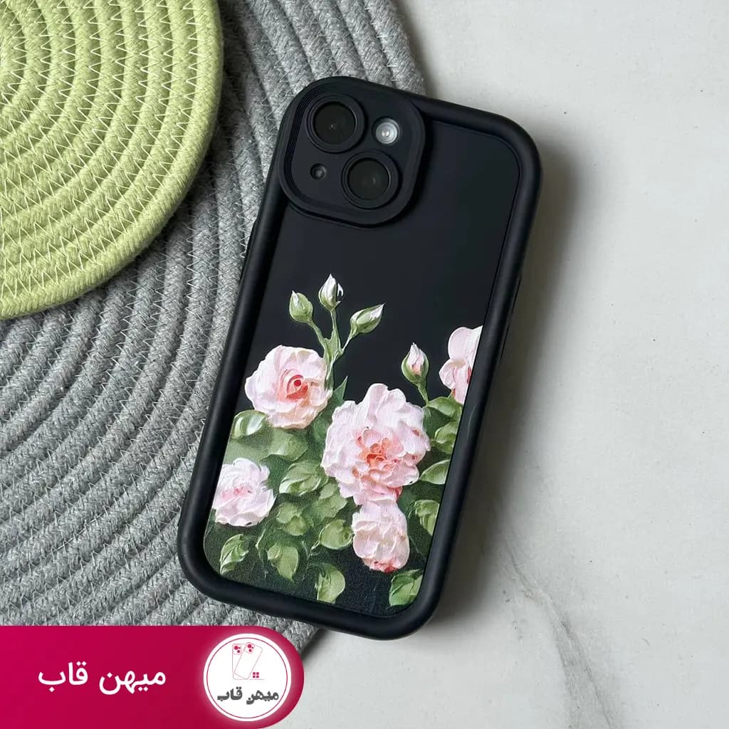 قاب گوشی آیفون سولید گل مشکی - کد (۳۶۳۲۳)