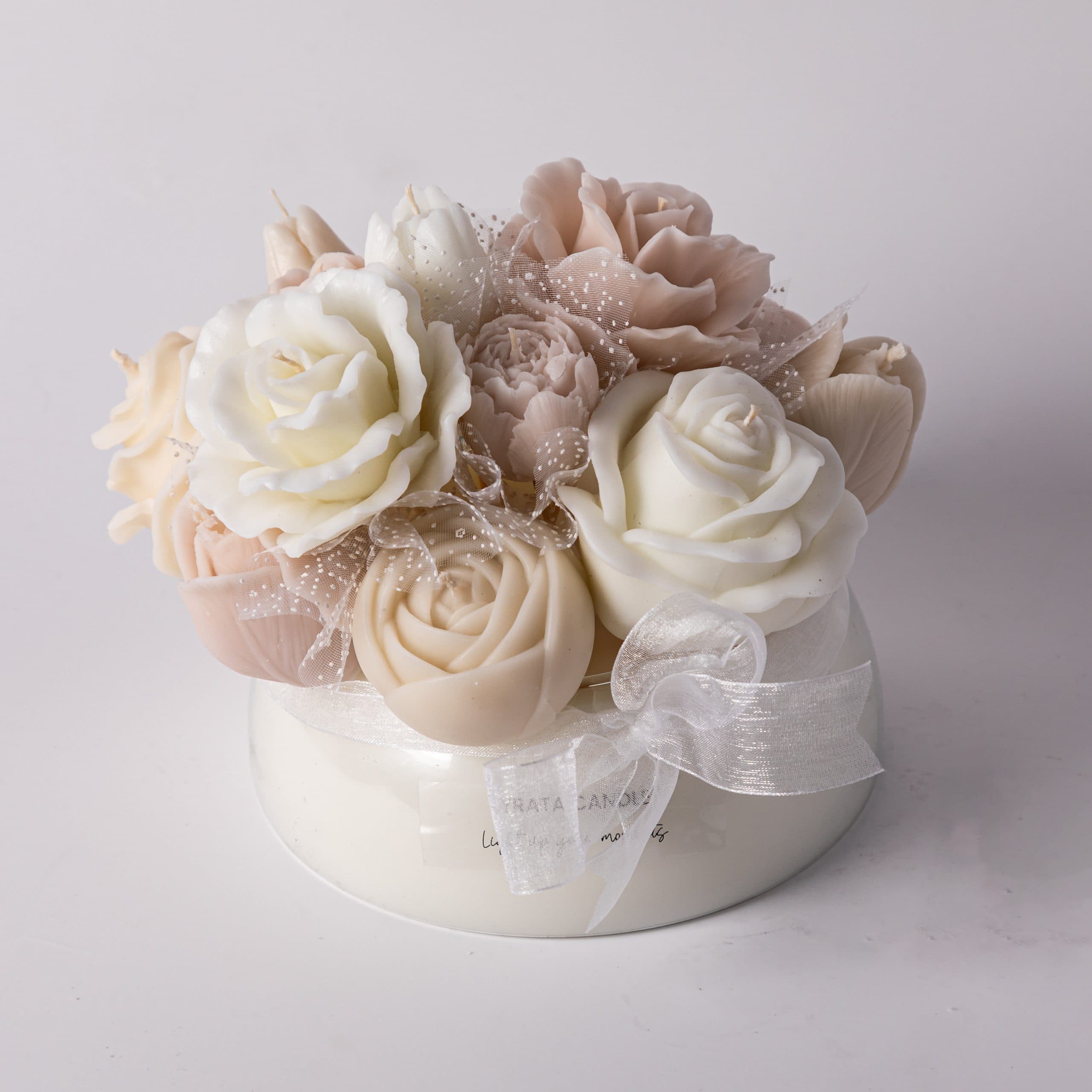 شمع دست ساز باکس گل شیشه ای مدل رز