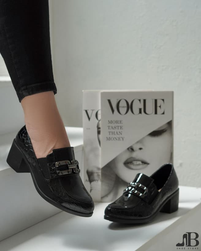 کالج ورنی پاشنه دار زنانه طرح عینکی