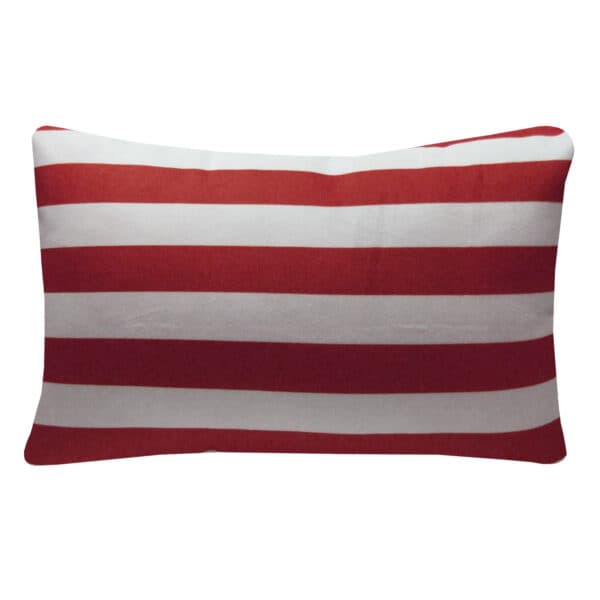 ریبار کاور کوسن مستطیل 30*45 زمینه سفید راه راه زرشکی