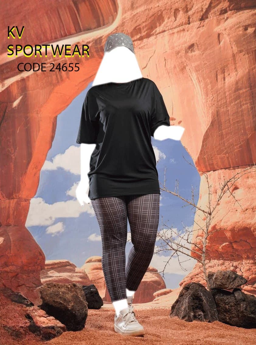 ست تیشرت لگ سایز بزرگ اسپرت ورزشی زنانه کد 002