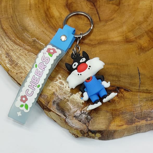 جاکلیدی سیلیکونی وارداتی طرح سیلوستر همراه با بند آویز