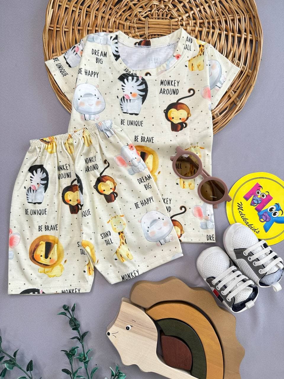 تیشرت شلوارک طرح حیوانات فانتزی نوزادی و کودک کد 11142