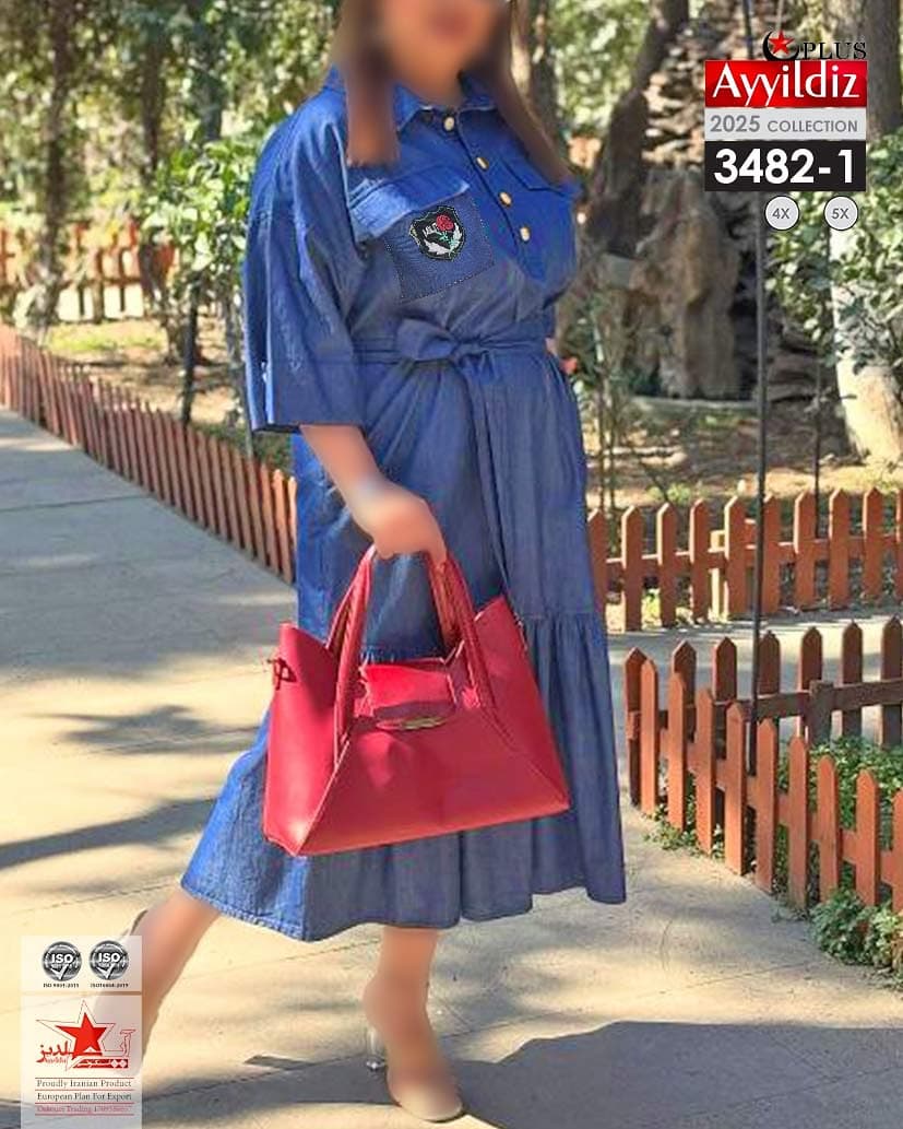 پیراهن ۴ دکمه زنانه سایز بزرگ کد ٣۴٨٢