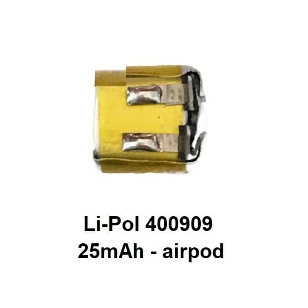 باتری لیتیوم پلیمر ظرفیت 25mAh سایز 400909 – ایرپاد