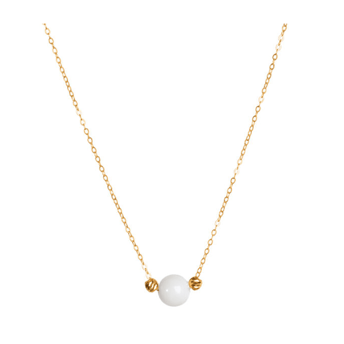 گردنبند طلا زنانه طرح مروارید و البرنادو قو طلایی کد N007980