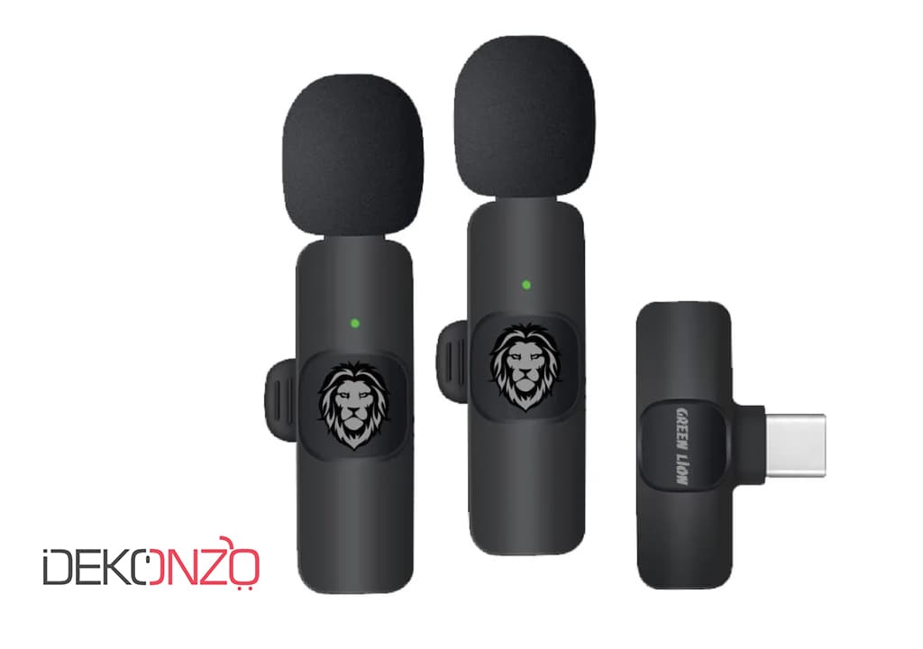 میکروفون دو کانال با سه تا تبدیل 3in1 wireless microphone Green lion
