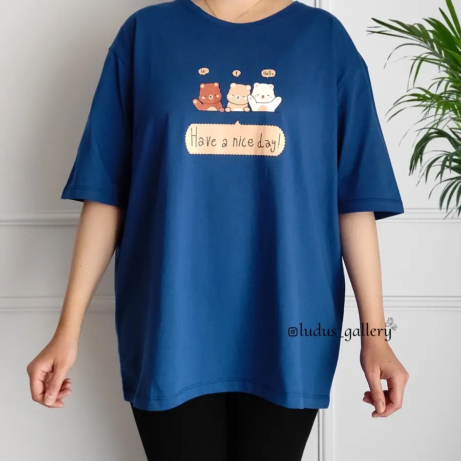 تیشرت قواره دار زنانه طرح 3 خرس