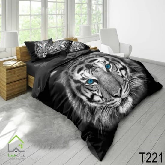 روتختی دو نفره سه بعدی ببر سفید و سیاه
