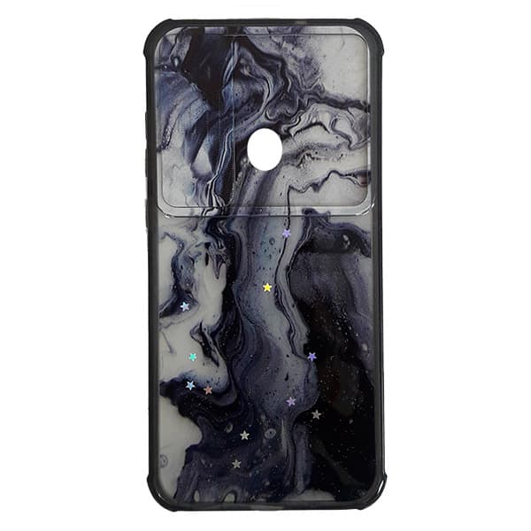 قاب سيليکون محافظ لنز کشويي برّاق طرح دار سامسونگ A11 طرح سیاه و سفید سنگی