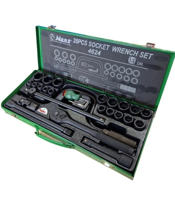 جعبه بکس 24پارچه 6پر درایو1/2 مشکی فشارقوی هنس HANS سریBLACK مدل 4624MTR4