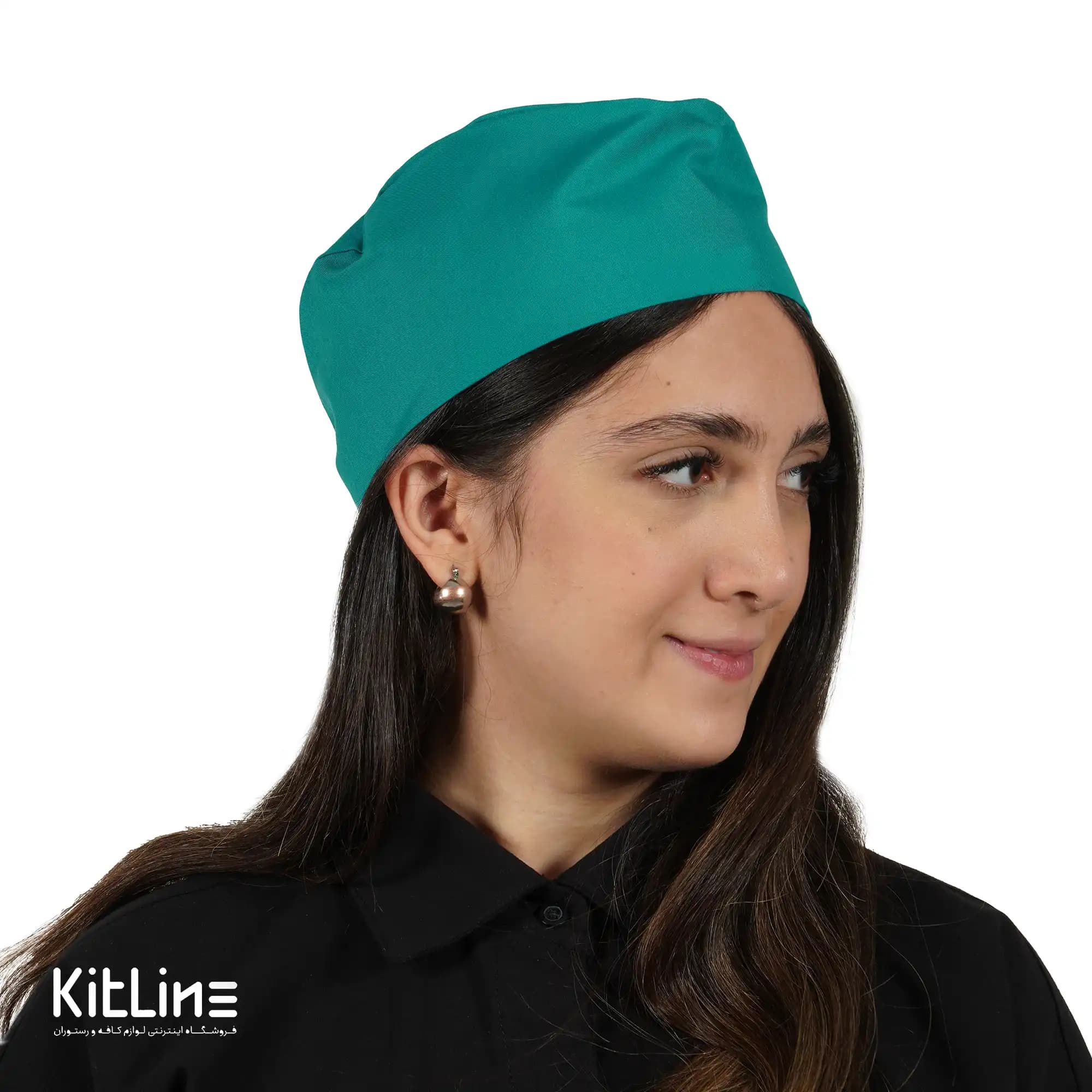 کلاه آشپزی قایقی ترگال سبز آبی پوشاکو