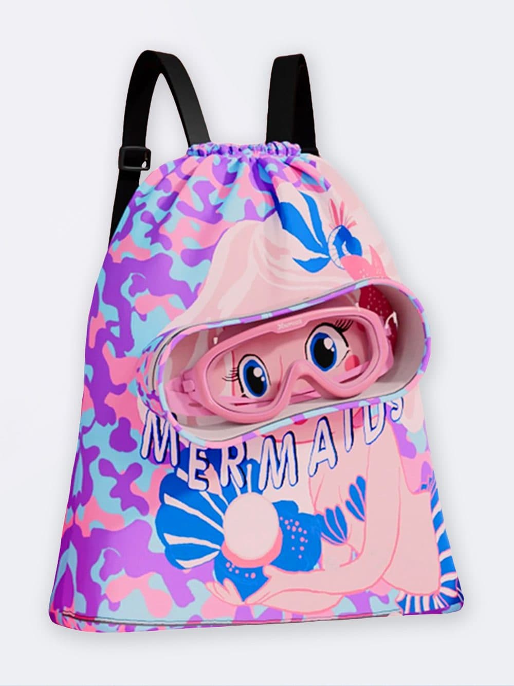 کیف شنا پری دریایی دخترانه بچگانه زیبا با محفظه جداگانه عینک و بخش خیس و خشک