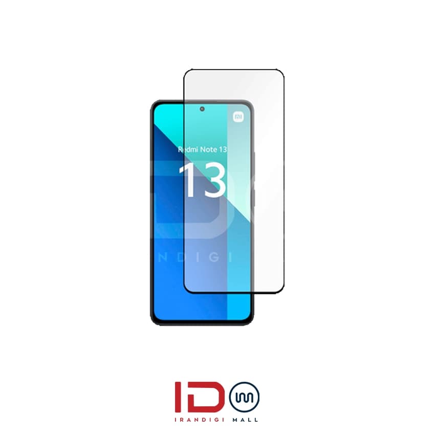 گلس شیشه ای تمام صفحه و فول چسب گوشی شیائومی مدل Redmi Note 13 4G برند ردلیبل