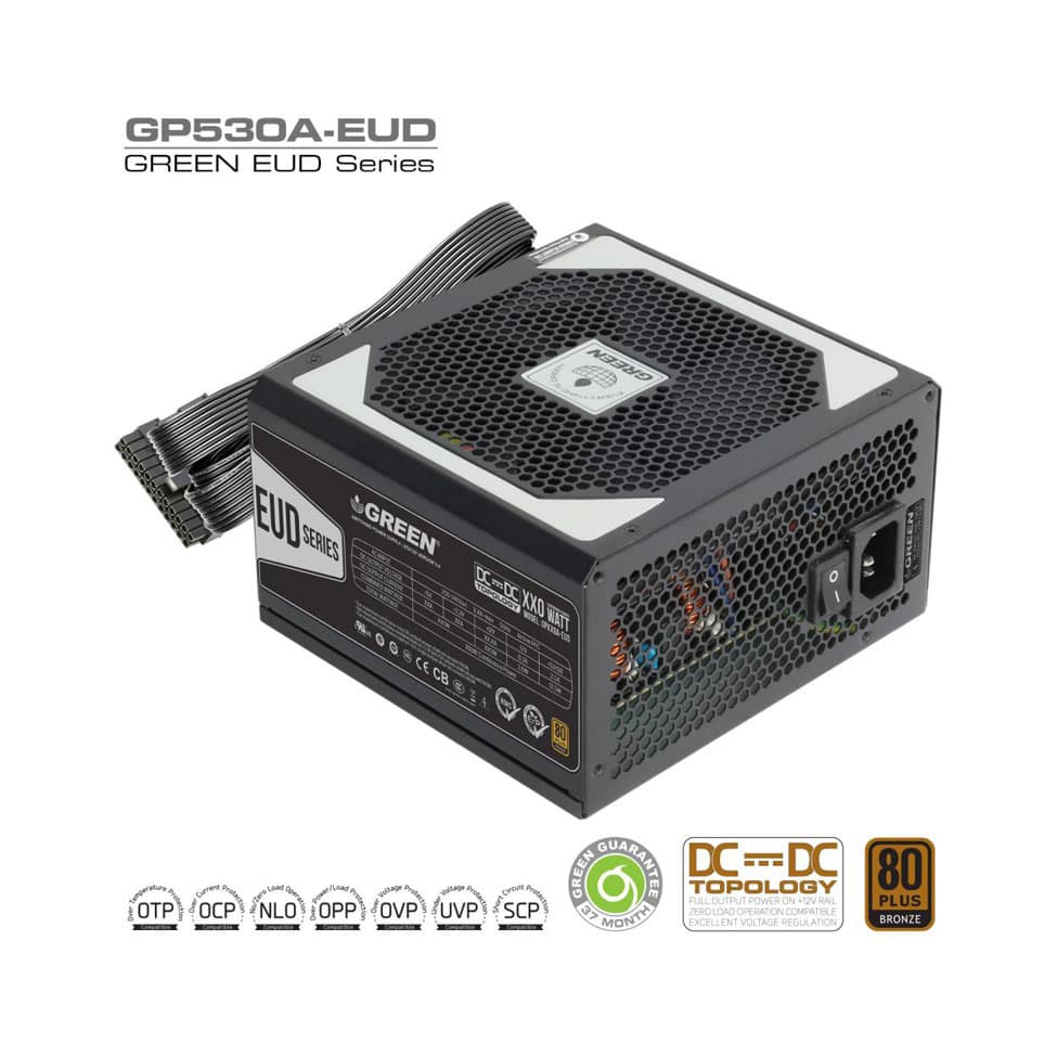منبع تغذیه کامپیوتر گرین مدل 530 وات GP530A-EUD