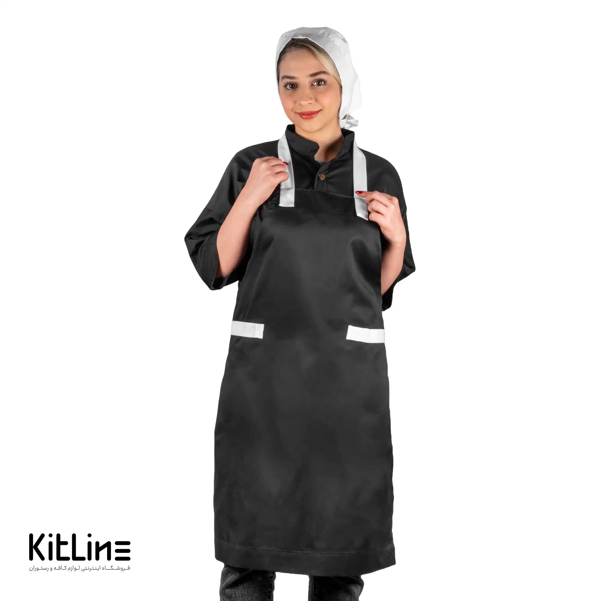 پیشبند ترگال مشکی با بند سفید S.R