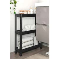 شلف حمام 3 طبقه چرخ دار اوماش Om9689 مشکی