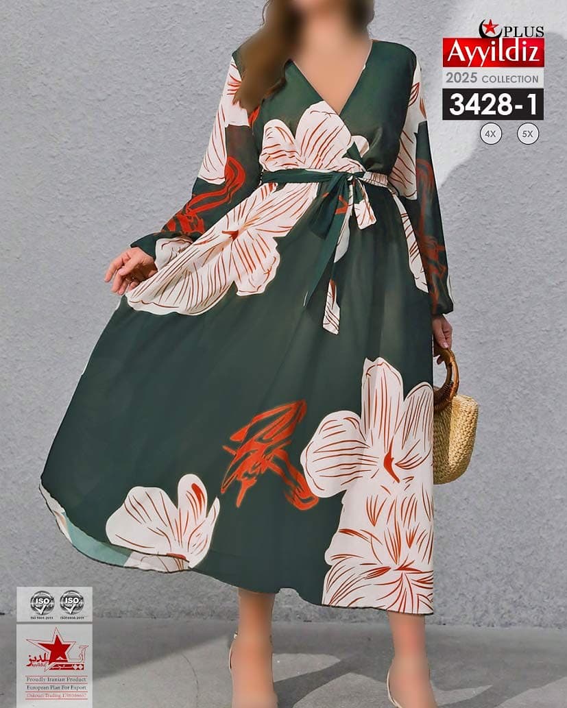 پیراهن مجلسی زنانه سایز بزرگ کد ٣۴٢٨