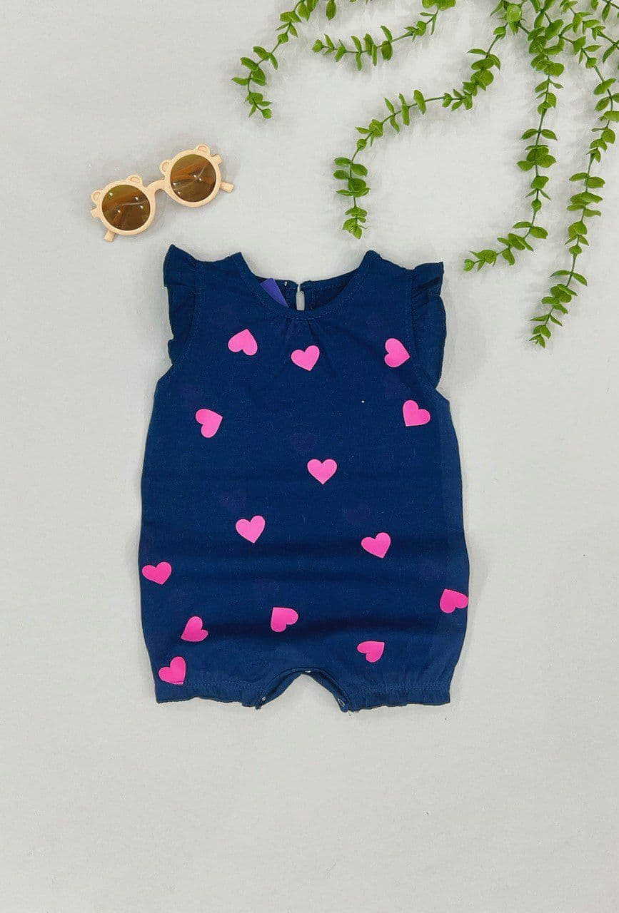 رامپر دخترانه پنبه طرح قلب