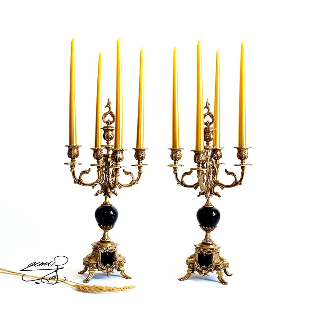 شمعدان سنگ و برنز کد 1602