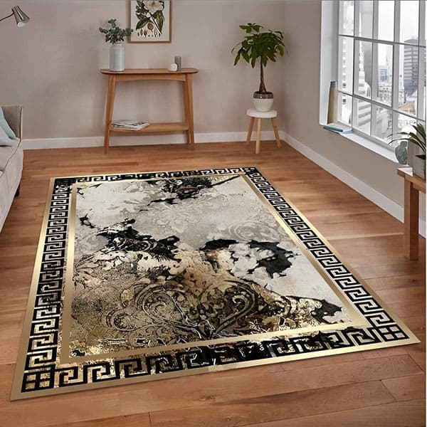 کاور فرش طرح مدرن طلایی نگین ترمه مدل 428