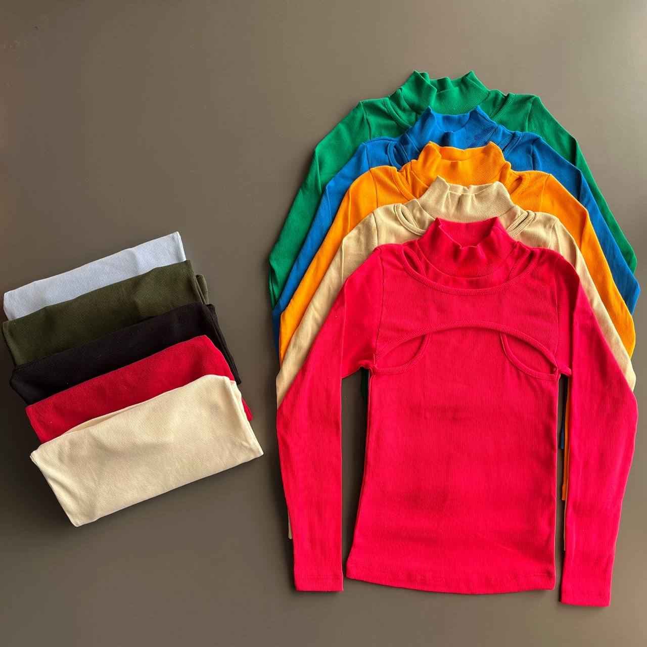 بلوز یقه ایستاده مدل پروانه ای کبریتی پنبه کد 876