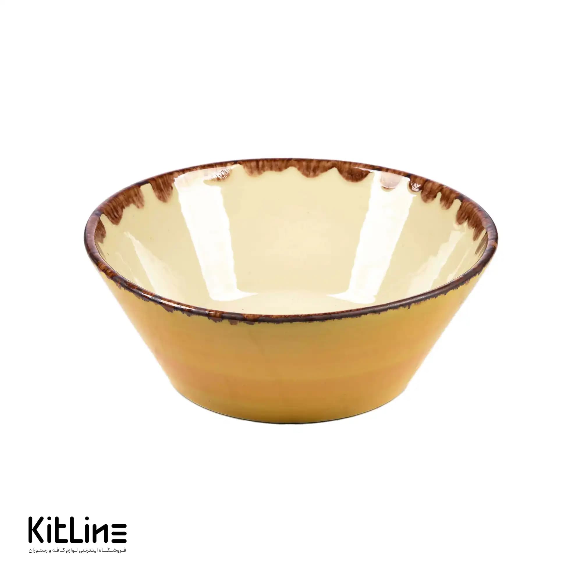 کاسه سرامیکی ۲۴ سانتیمتری زرد نارنجی باند دار دوریکا