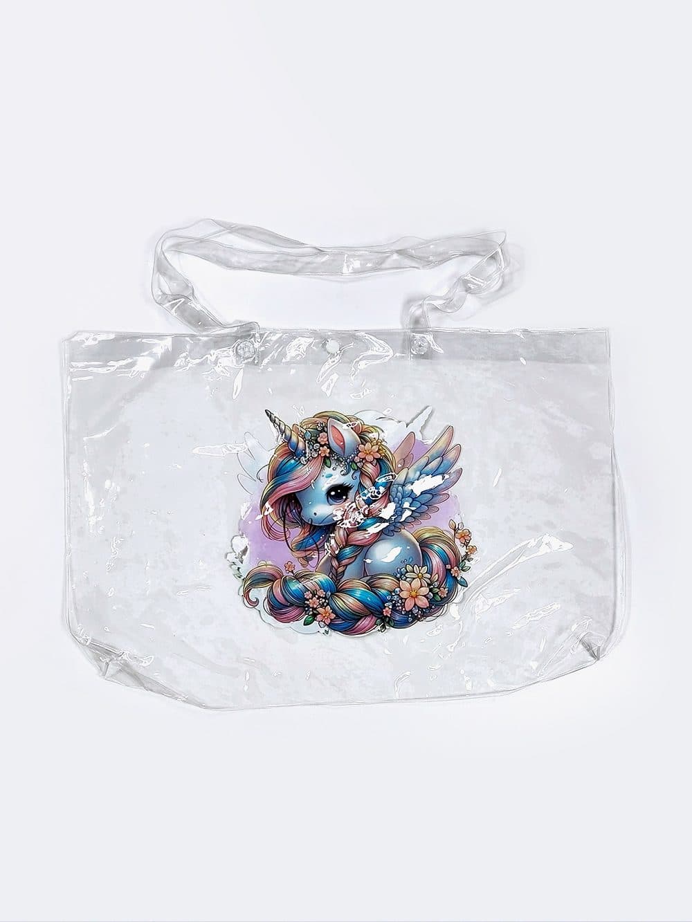 کیف شنا دخترانه شیشه ای شفاف طرح اسب تک شاخ مناسب برای وسایل شنا