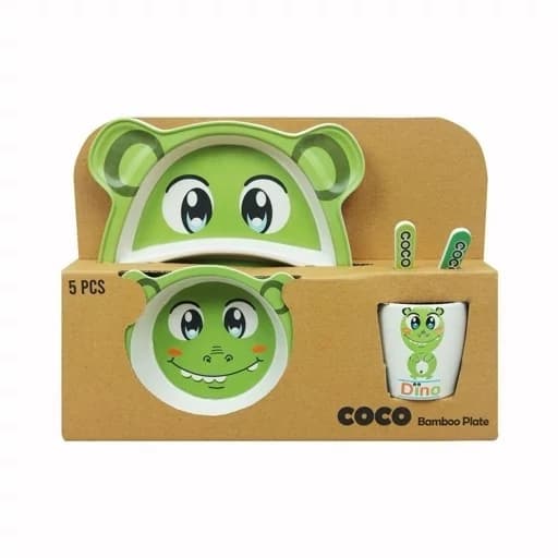 ست ظرف غذای بامبو کودک 5 تکه کوکو Coco طرح اژدها