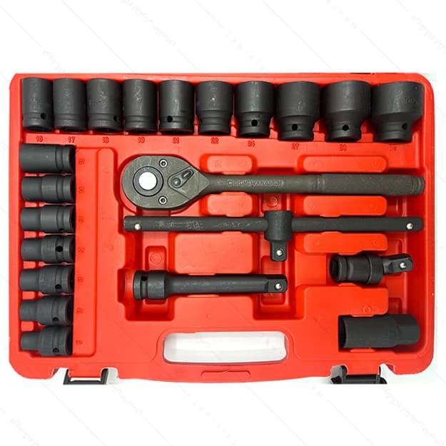 جعبه بکس 22 پارچه فشار قوی سایز 8-32 میلی متر درایو 1/2 همراه دسته بکس 1/2 اینچ