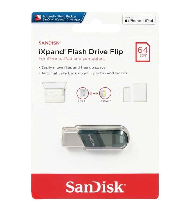 فلش مموری سن دیسک مدل iXPand Flip USB3.1 ظرفیت 64 گیگابایت
