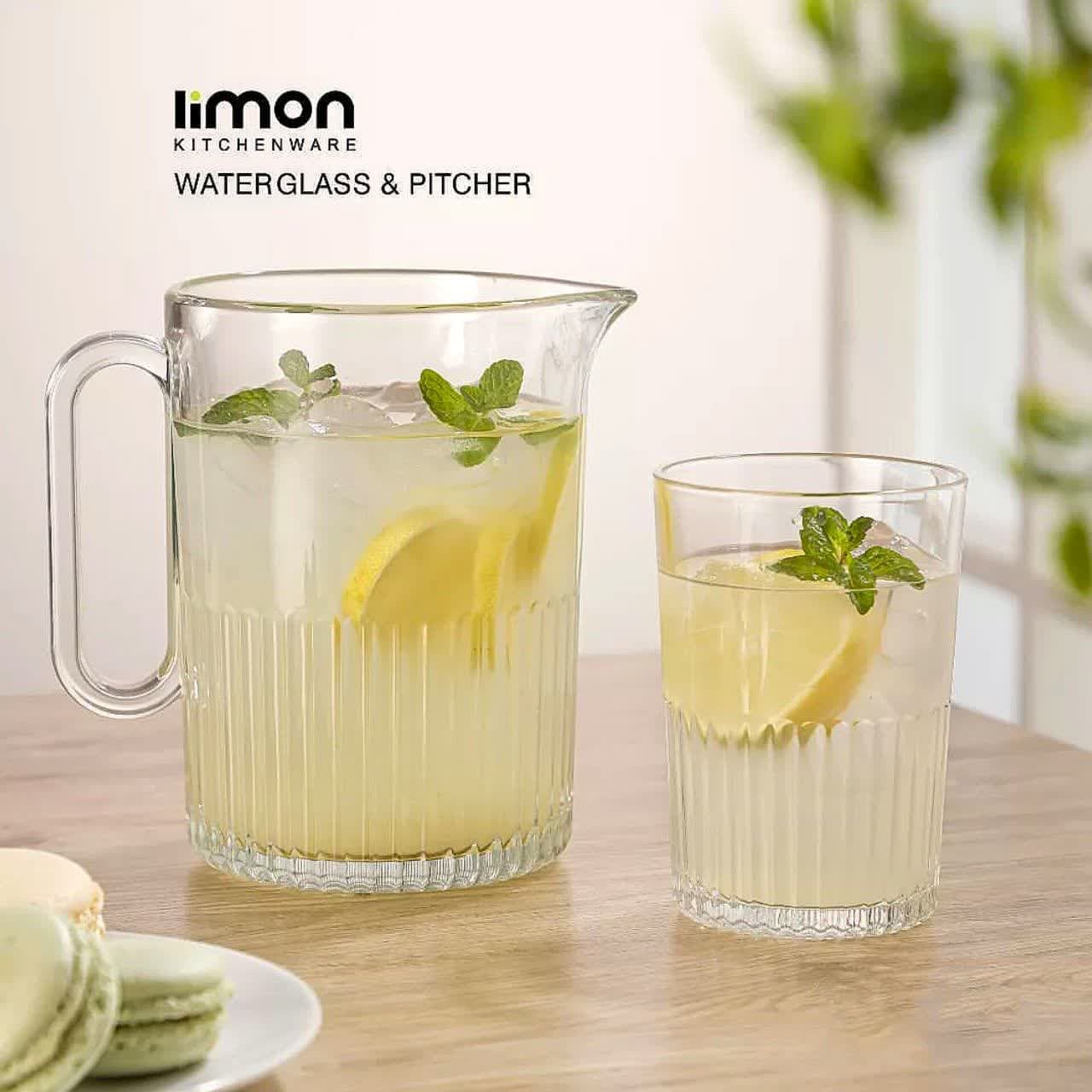 پارچ شیشه ای شیاردار لیمون