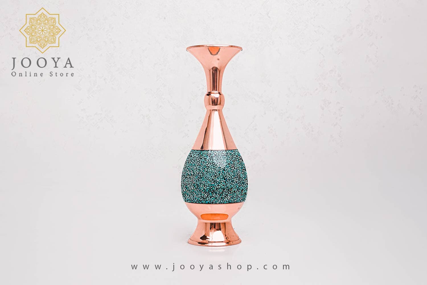 گلدان فیروزه کوب صراحی آقاجانی ارتفاع 20