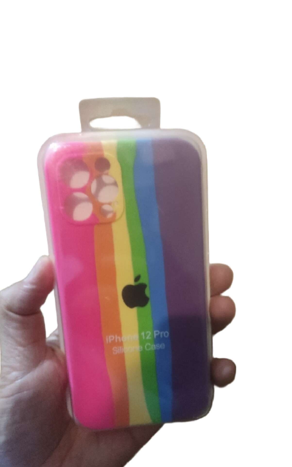 کاور مدل سیلیکونی رنگین کمان پررنگ مناسب برای گوشی موبایل اپل iphone 12 pro