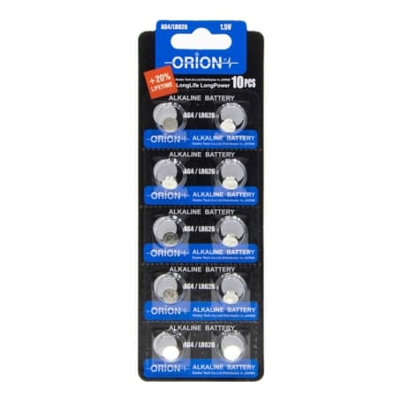 باتری سکه ای آلکالاین AG4 ورق 10 تایی مارک ORION