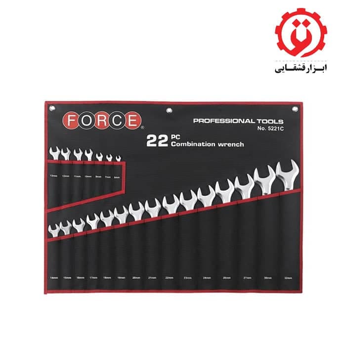 ست آچار یکسر تخت یکسر رینگ کاور دار 22 عددی فورس مدل 5221C