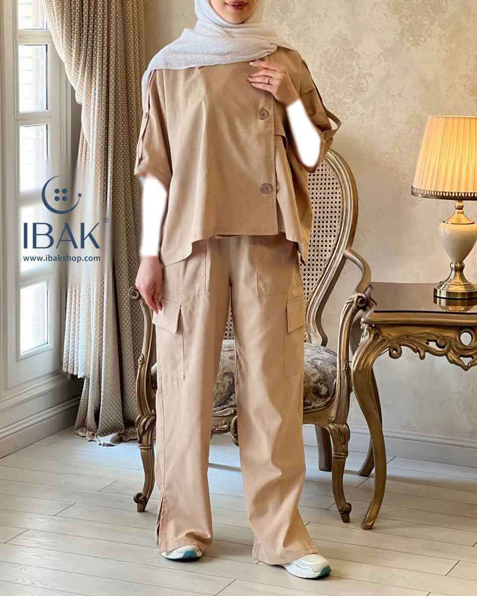 بلوز زنانه 3 دکمه یقه مردانه دلارام ibk