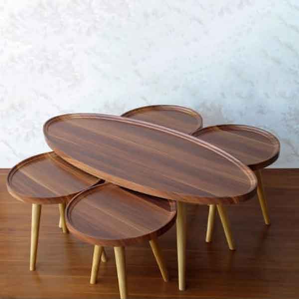 میز و عسلی پنج تکه بیضی لبه دار